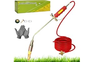 LINNAVARV 2025 New Propane Torch Weed Burner Kit, High Output 1,900,000 BTU Portable Propane Torch Gun Weed Burner 16.4ft Hose With Push Button Igniter for Weeds, Garden (Nozzle diameter: 1.2in, 4Ft Tube)