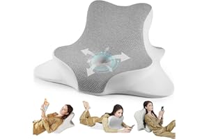 WOGAHEV Reading Pillow for Bed, Lying, Leaning and Prone, Ergonomic Memory Foam Bed Wedge Pillow for Headboard, Chin & Back Support Pillows on Bedrest Couch Floor- Grey