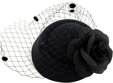 black pillbox hat with veil uk