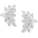 SWEETV Bridal Wedding Earrings for Brides Bridesmaid, Marquise Cubic Zirconia Rhinestone Cluster Earrings for Women, Prom