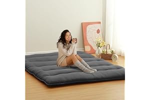ROYGROW Japanese Futon Mattress Full Size, Floor Mattress for Adults Japanese Futon Floor Mattress Foldable Mattress Sleeping Mattress for Floor, Tatami Mat, Camping Mattress Pad, Wave Dark Grey