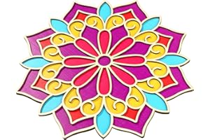 Bnesi DIY Floral Rangoli Mat for Decor Diwali Mandala Rangoli Decor Rangoli Stencils Indian for Floor Rangoli Decorative Board for Indian Traditional Festival New Year Decor (Traditional, Floral A)