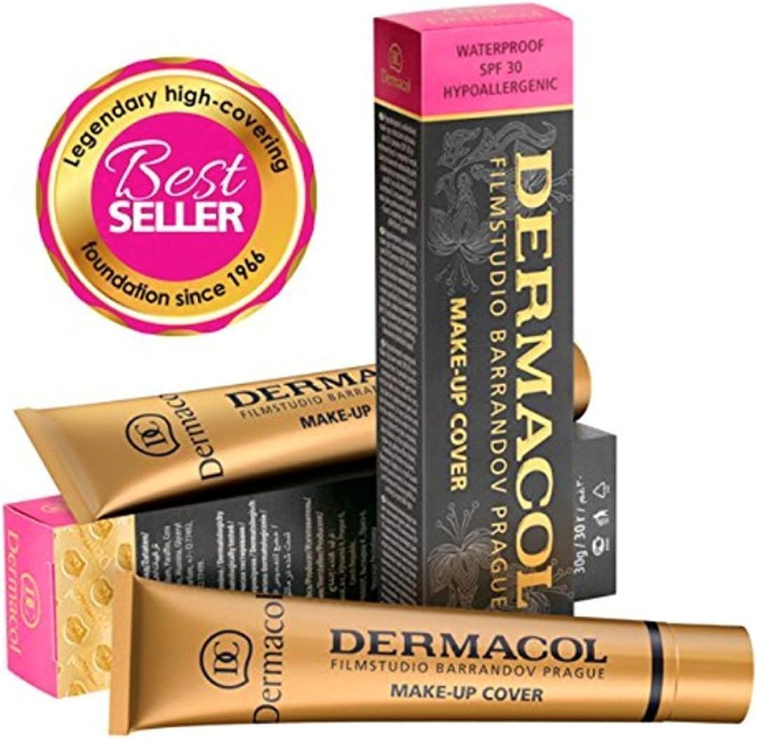 Dermacol DC Full Coverage Foundation | Long Lasting Waterproof Makeup Cover Cream SPF30 | Hypoallergenic & Light Weight Liquid | Tattoo, Acne, Spots, Under-eye Skin Cover-up | 30g