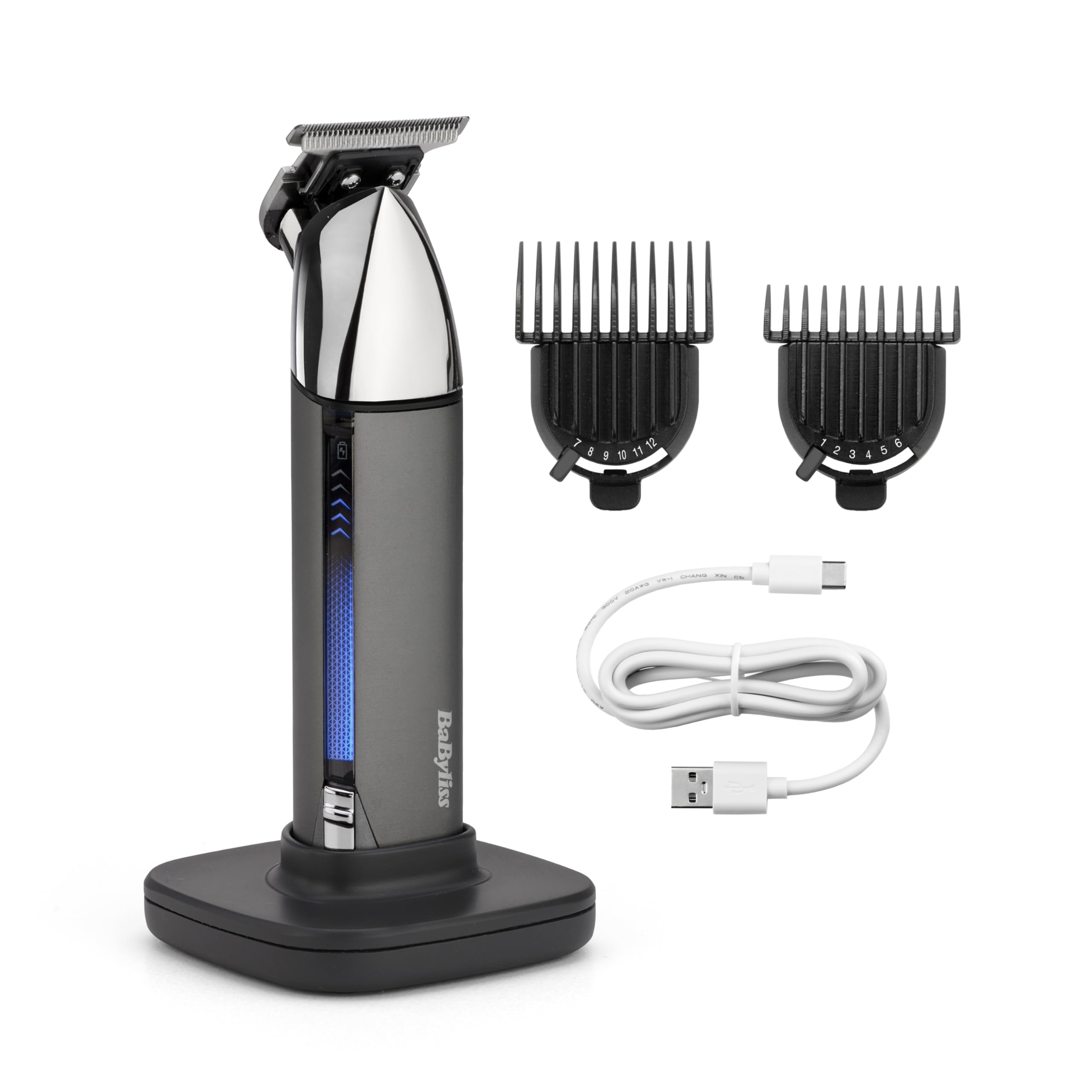 BaByliss Super-X Metal Beard & Stubble Trimmer - Professional Grooming Tool with Japanese Steel Skeleton T-Blade, Digital Display, Lithium-Ion Power, 5-Hour Cordless Runtime, Waterproof Design, T996U