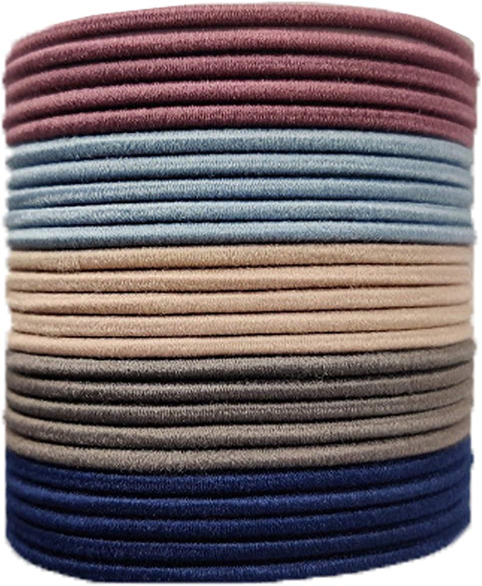 EVOGIRL Circle Shaped Hair Ties Everyday Wear Soft & Strong Ponytail Holder Pastel Shade Small Pack Rubber Bands,for Women/Girls,25, 50, 100 Pack