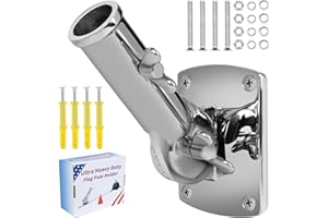 HPGOED 316 Stainless Steel Flag Pole Holder, Marine Grade Ultra Heavy Duty Flag Pole Mount, Outside House Flag Pole Bracket, Flagpole Mounting Bracket, Outdoor Adjustable Flag Holder - Mirror Polishing, 1 in
