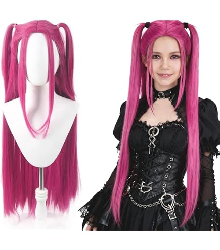 Peluca De Cosplay Rosa Brillante – Estilo Anime, Trenzas, Para Halloween Y Festivales (Ajustable, Resistente Al Calor)