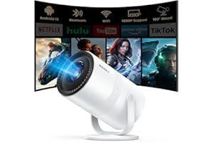 WISHOLY 1080P Mini Projector with WiFi 6 and Bluetooth [Built-in App & Electric Focus] Portable Outdoor Projector, 180° Rotat