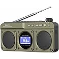 SEMIER Portable Digital FM Radio Bluetooth Speaker, Handheld Rechargeable Radio Wireless Speaker, LCD Display, Loud Speakers, Headphone Jack, Support USB/TF Card MP3 Play for Home Outdoor