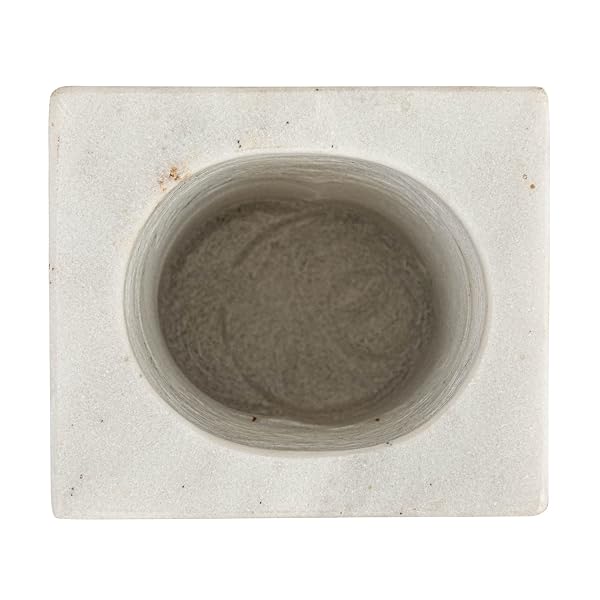 BLOOMINGVILLE MODERN MARBLE CANDLE HOLDER WITH BALL, WHITE