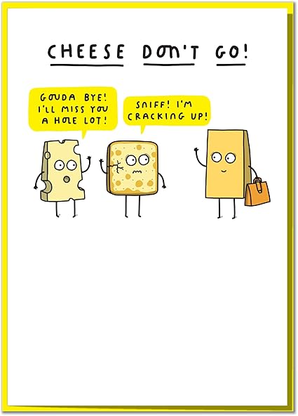 Formaggio Non Andare Biglietto Divertente Formaggio Partenza Nuovo Lavoro Bon Voyage Buona Fortuna Amazon It Cancelleria E Prodotti Per Ufficio