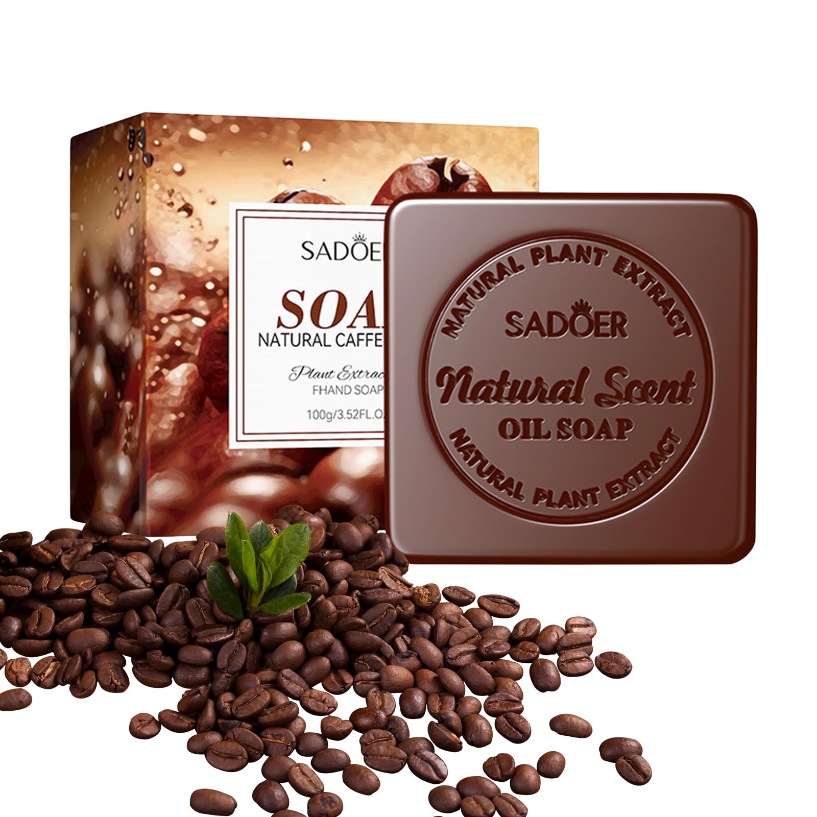 Coffee Soap Bar, Natural Soap Bars with Essential Oils, 2 PCS Moisturising Solid Hand Soap 100g, Handmade Soap for Bathing, Washing for Hair, Face, Body, All Skin Suitable
