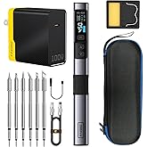 FNIRSI HS-02A 100W Portable Soldering Iron Kit, 100-450℃, 3 Preset Temperature Groups, 3 Soldering Tips, Smart Digital Tool f