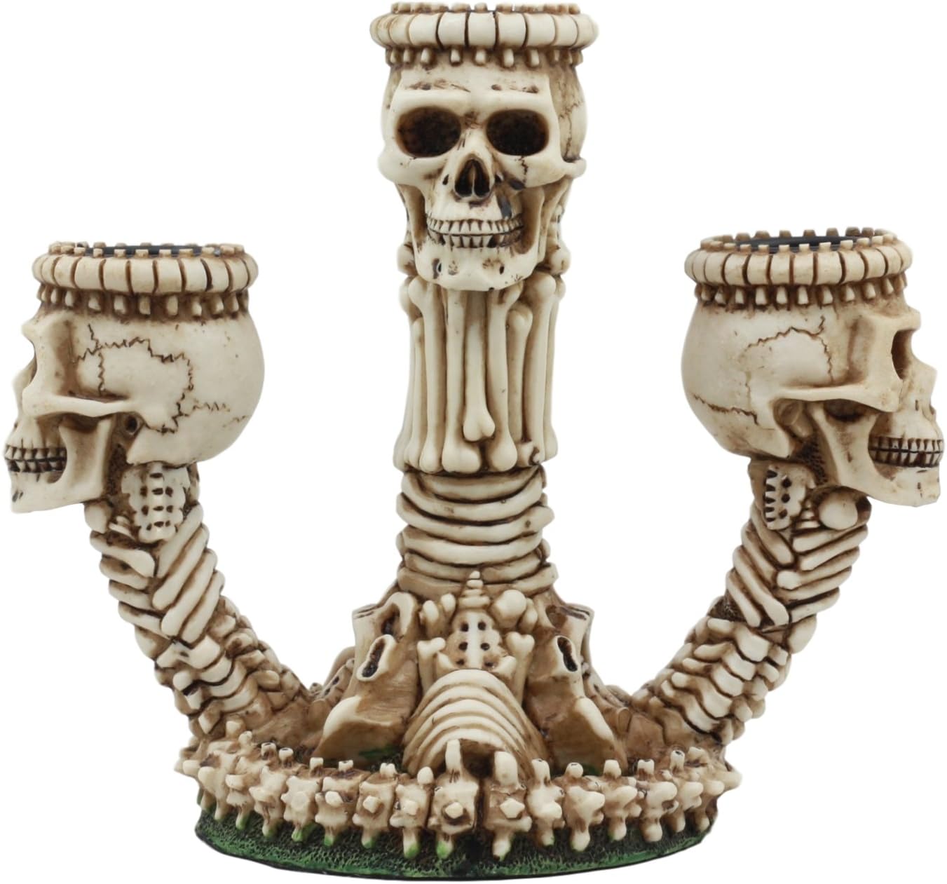 Ebros Gothic Trio Ossuary Graveyard Skulls and Skeleton Bones Candelabra Candle Holder Statue Wicked Skeletal Altar Shrine Figurine: Home & Kitchen