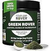 Four Leaf Rover Green Rover - Greens for Dogs Powder with Organic Broccoli Sprouts, Fermented Spirulina and Sea Greens - Veterinarian Formulated - 30 Day Large Dog Supply