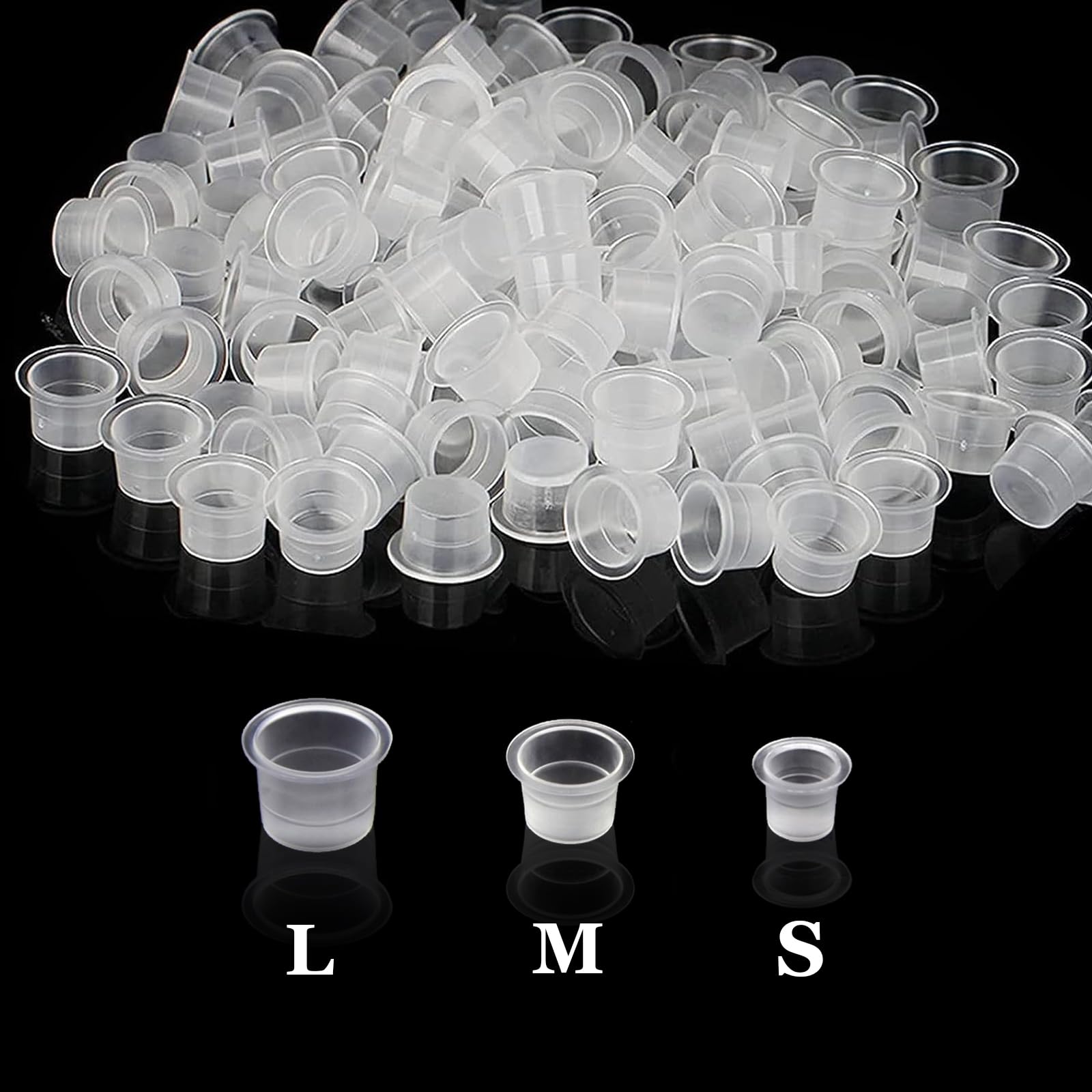 Tattoo Ink Caps, Urknall 300pcs Ink Cups Pigment Caps Disposable Cups for Tattooing Mixed Szie 100pcs #S 100pcs #M 100pcs #L for Tattoo Ink Supplies