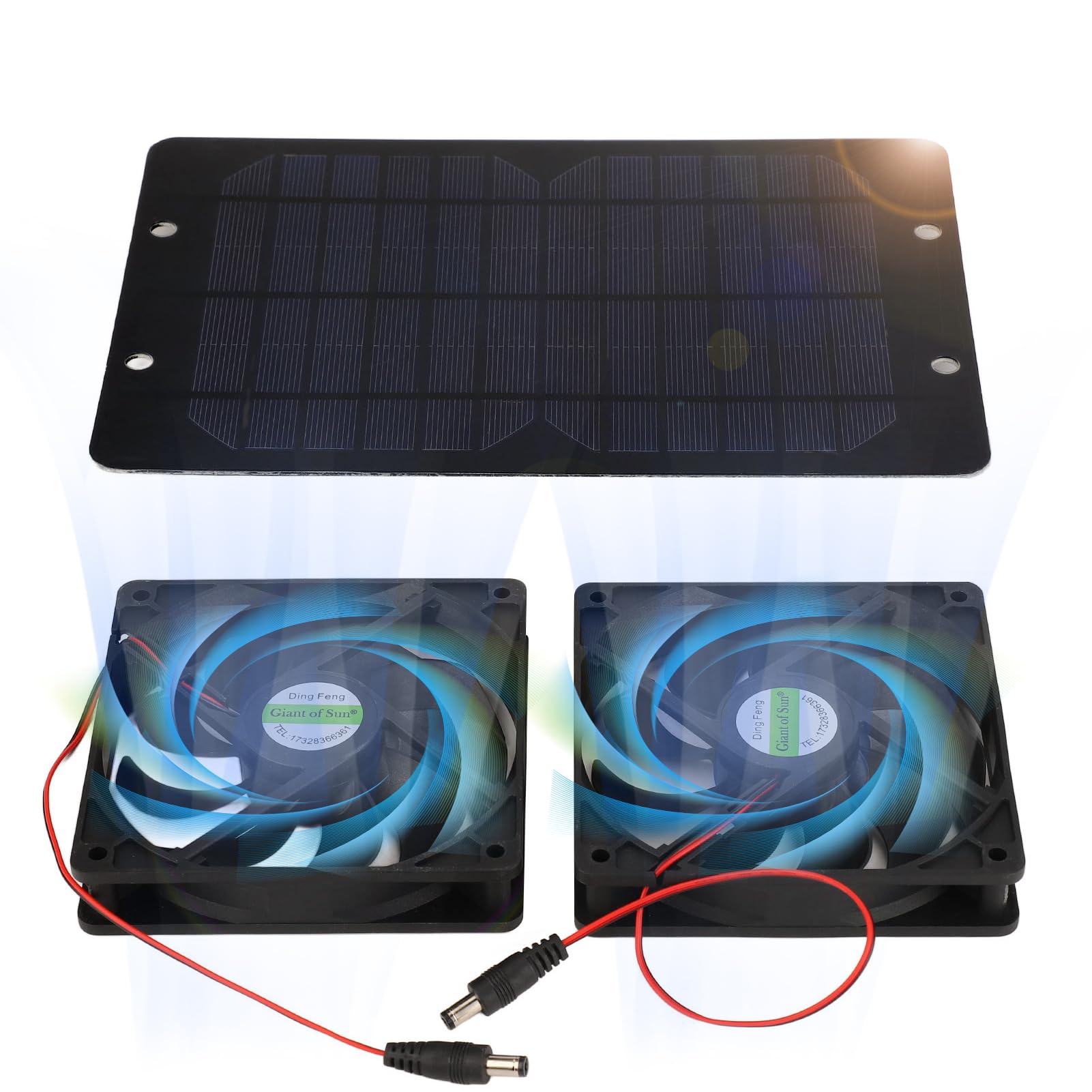 plplaaoo Solar Panel Fan Kit,10W 2A Greenhouse Solar Powered Fan, Solar Panel Exhaust Fan, Weatherproof and Portable USB Solar Powered Fan for Chicken House Greenhouses Shed Garage