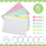 Thboxes A6 Ruled Index Cards 600 Pcs with Metal Binder Ring 6 Colors view 2