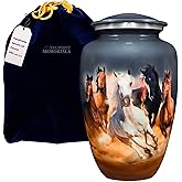 Trupoint Memorials Cremation Urns for Human Ashes, Decorative Burial Urn for Adult Men & Women – Large, Gray, Horses
