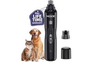 HIXX Pet Dog Nail Grinder, Quiet Dog Nail Trimmers with Light, Rechargeable 3 Speed Mode, Electric Dog Nail File for Large Medium Small Dogs Cats, Painless Toenail&Claw Grooming Animal Nail Care Black