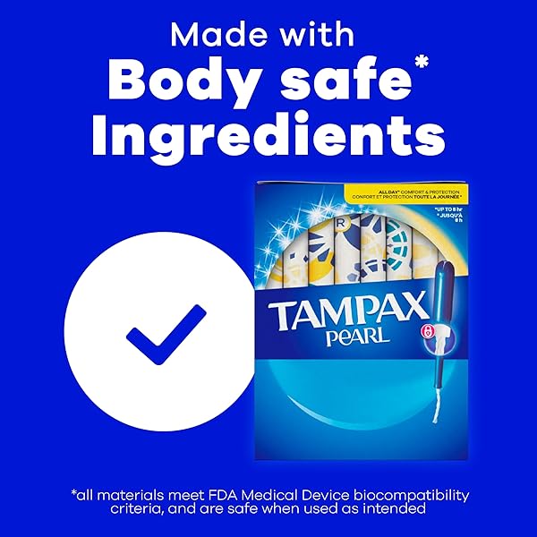TAMPAX PEARL TAMPONS FOR WOMEN, WITH LEAKGUARD BRAID, ULTRA ABSORBENCY, UNSCENTED, 45 COUNT