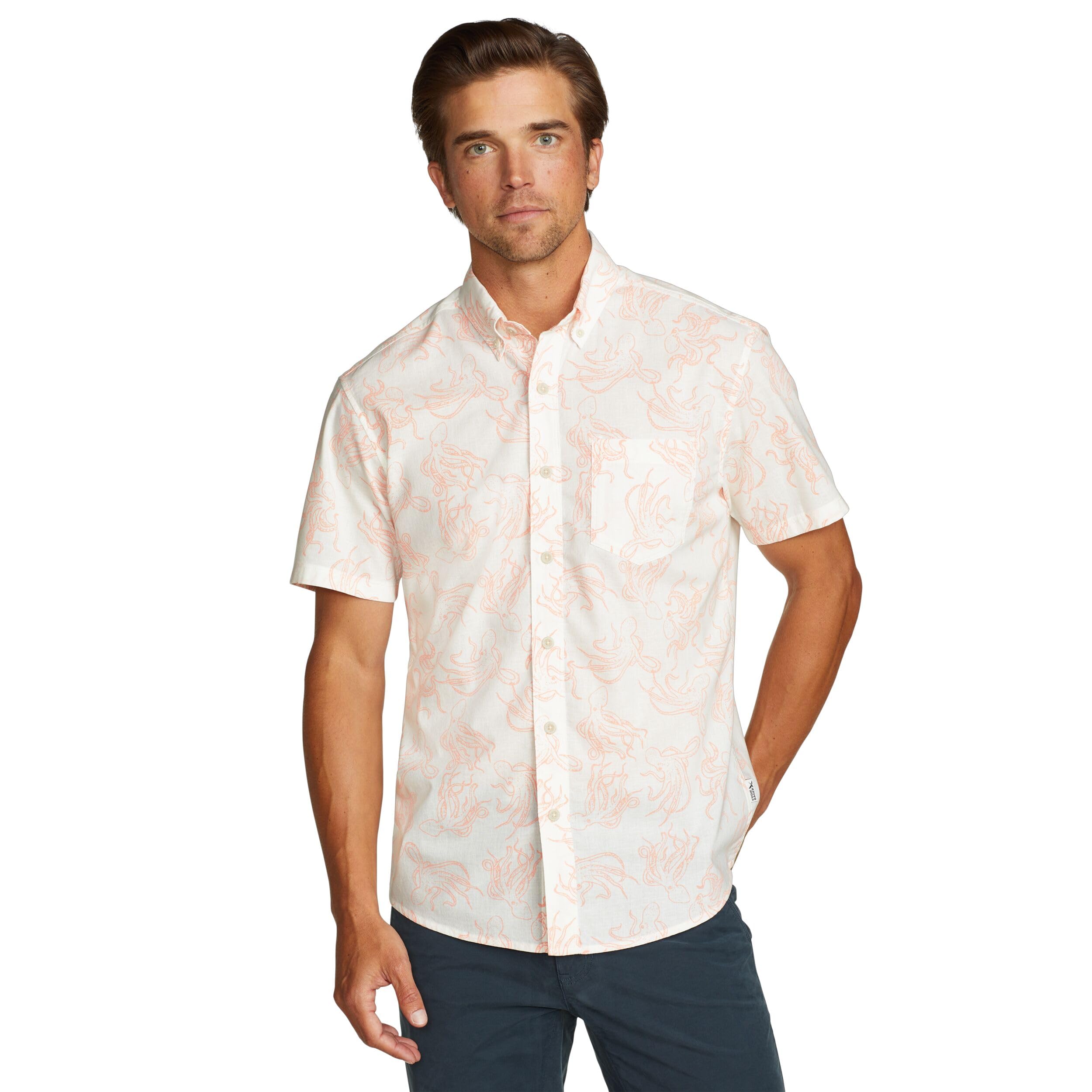 Photo 1 of Eddie Bauer Men's Short Sleeve Baja Shirt - Print Lt Pink m