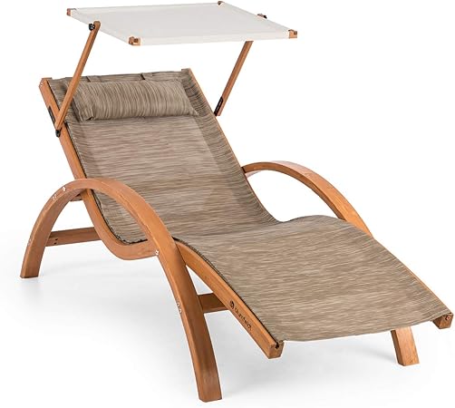 Amazon De Blumfeldt Acapulco Gartenliege Liegestuhl Sonnenliege Mit Dach Sonnendach Comfortmesh Kiefernholz Ergonomisch 150kg Max Wetterfest Drinnen Und Draussen Inkl Kopfkissen Beige