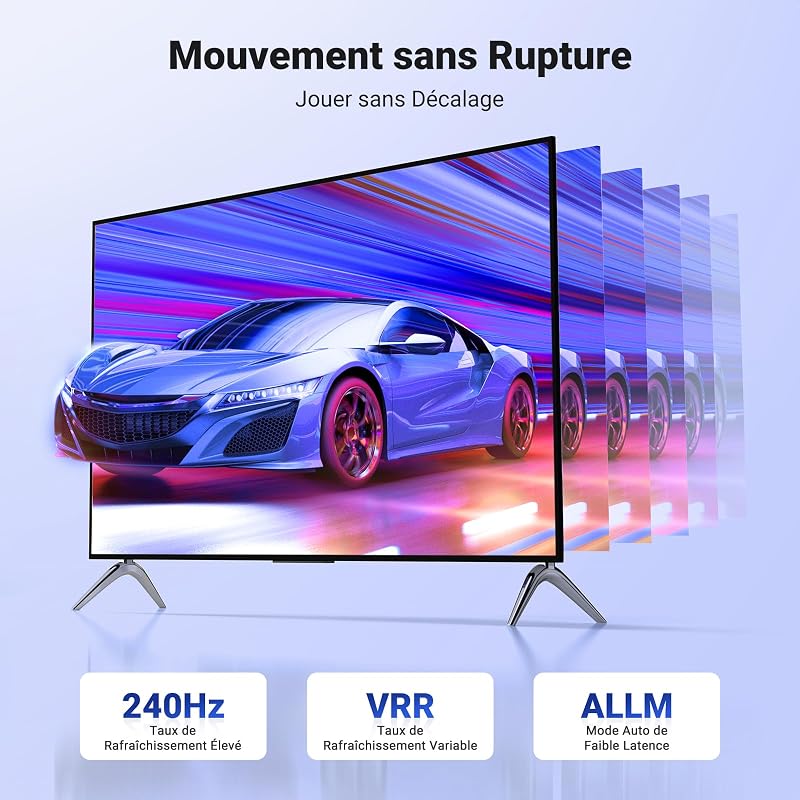 10K 8K 60Hz Câble HDMI 2.1 Certifié Haute Vitesse 48Gbps (2M)