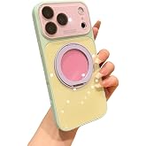 Caseative for iPhone 17 Pro Case, Yellow Purple | Contrast Dopamine Jelly Color Block Glass Crystal Camera Lens Protection Ring Bracket Compatible with MagSafe