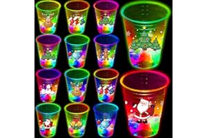 mishunyus 24 Pcs Christmas Party Cups, Glow Christmas Theme Cups, for Holiday Party Supplies, for Nighttime Fun, BBQ, Holiday Decor, with 8 pattern
