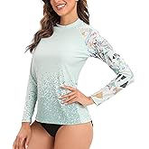 HUGE SPORTS Women's Rash Guard Long Sleeve Sun Protection UPF 50+ Swimwear Shirts Quick Dry Swimsuit Surf Top
