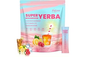 Super Yerba Mate Powde, Yerba Mate Instant Tea Powder,3-in-1 Super Drink Mix, Raspberry Lemonade Packets, 30 Servings (1)