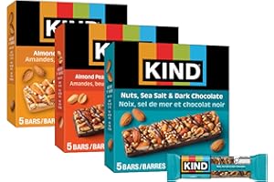 KIND Healthy Snacks Bars Variety Pack, Gluten Free, High Fiber Snacks, Almond Caramel & Sea Salt, Nuts Sea Salt & Dark Chocol