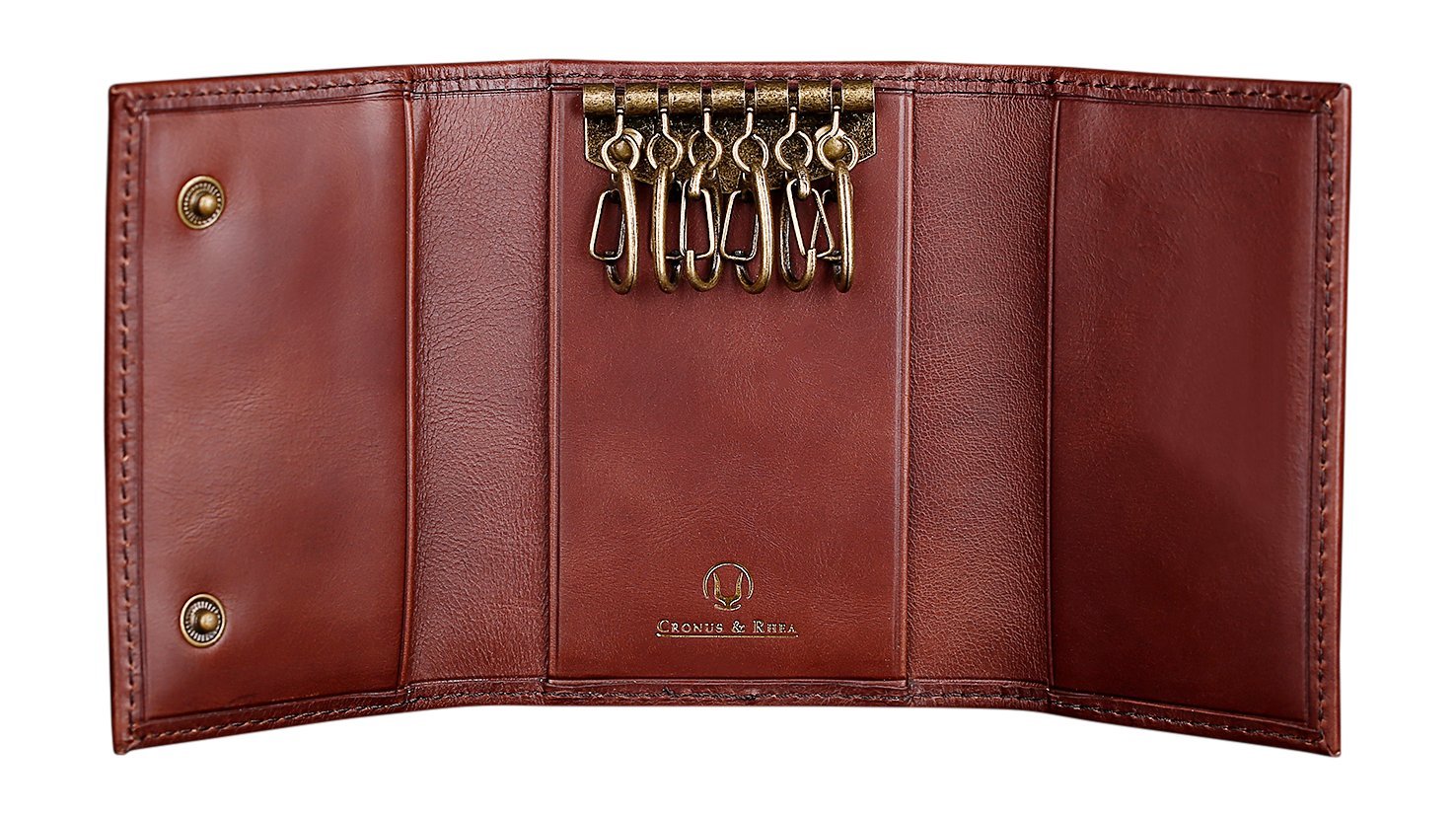 Cronus & Rhea® | Luxury Key Case Exclusive Leather (Janus) | Key Case - Keychain | Real Leather | with Elegant Gift Box | Men - Women (Dark Brown)