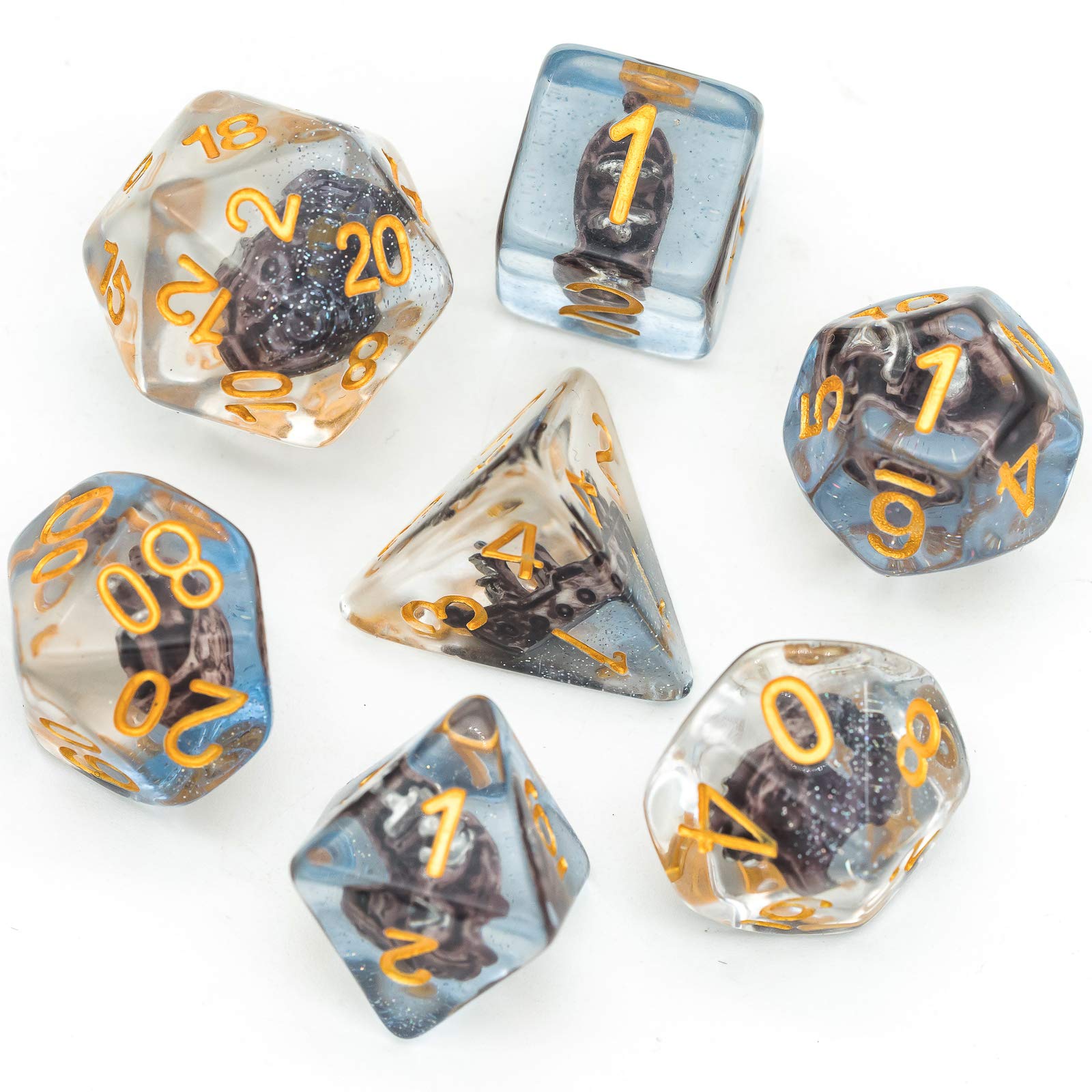 cusdie Polyhedral DND Dice Set Resin Dice Filled Dice for Dungeons and Dragons Role Playing Game(RPG),Table Game,Board Games (Sailboat) — image 1