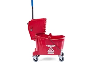 Carlisle FoodService Products 26-Quart Commercial Mop Bucket with Side-Press Wringer, Precision-Molded Polypropylene, Durable