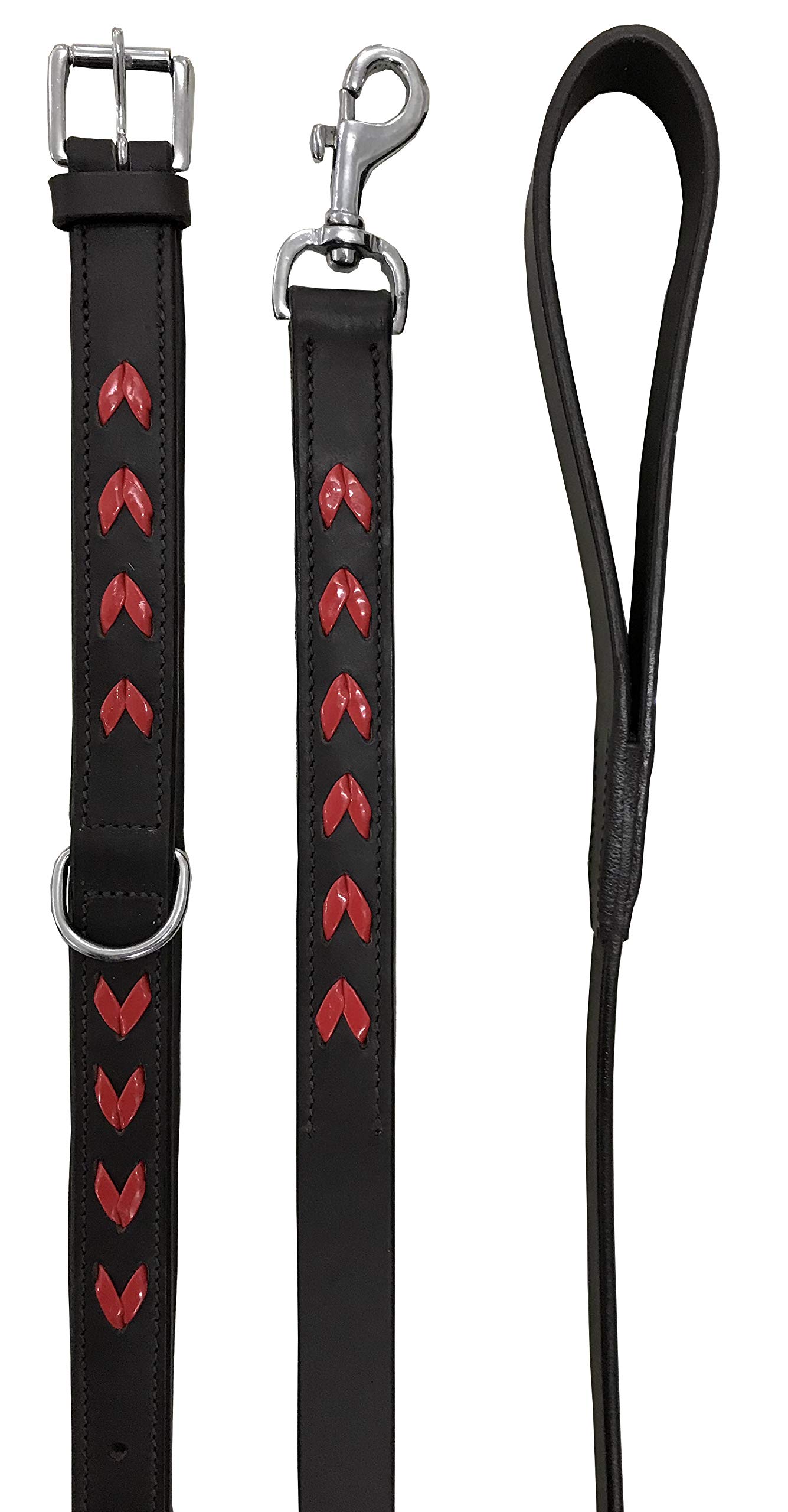 BRADLEY CROMPTON Genuine Leather Matching Pair Dog Collar and Lead Set L