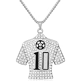 Medsor Number 10 Soccer Necklace Jersey Pendant Crystal Silver Soccer Jewelry