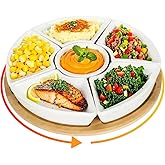 Laexepelle 360° Rotatable Serving Tray and Platters, 11.5 Inch Party Divided Serving Set Removable Serving Dishes for Chips and Dip, Fruit, Veggies, Appetizer, Candy and Snacks