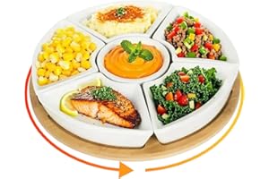 Laexepelle 360° Rotatable Serving Tray and Platters, 11.5 Inch Party Divided Serving Set Removable Serving Dishes for Chips a