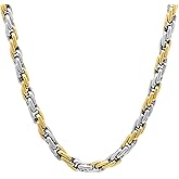 Men's Stainless Steel Rope and Twister Rope Chain Necklaces Choice of Color and Length