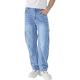 Susclude Mens Baggy Jeans Relaxed Fit Y2k Jeans Wide Leg Summer Hip Hop Casual Streetwear Fashion Vintage Denim Pants