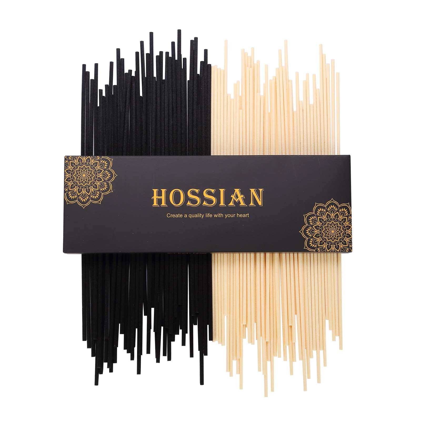 HOSSIAN Reed Diffuser Sticks - Wood Rattan-Reed Sticks -Diffuser Glass Bottles-Diffuser Refills- Spa-Aromatherapy (10''25.4cm*3.5mm)