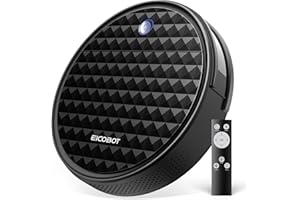 EICOBOT Robot Vacuum Cleaner with 2200Pa Suction Power, Slim, Quiet, Tangle-Free Suction, 130 Mins Runtime, Self-Charging Robotic Vacuum Cleaner, Ideal for Low Carpet, Pet Hair, Hard Floors,Black Quar