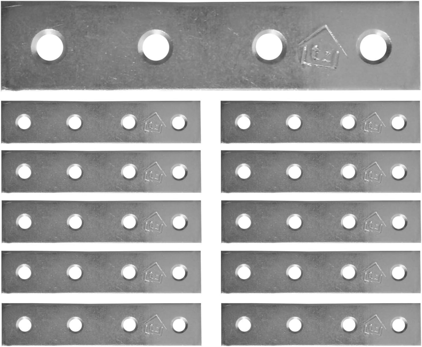 Repair Flat Joining Plate Galvanised Heavy Duty Metal Steel Sheet Fixing Mending Size: 3.15"x 0.67"x0.08” (80mm x 17mm x 2mm) Pack of 10pcs