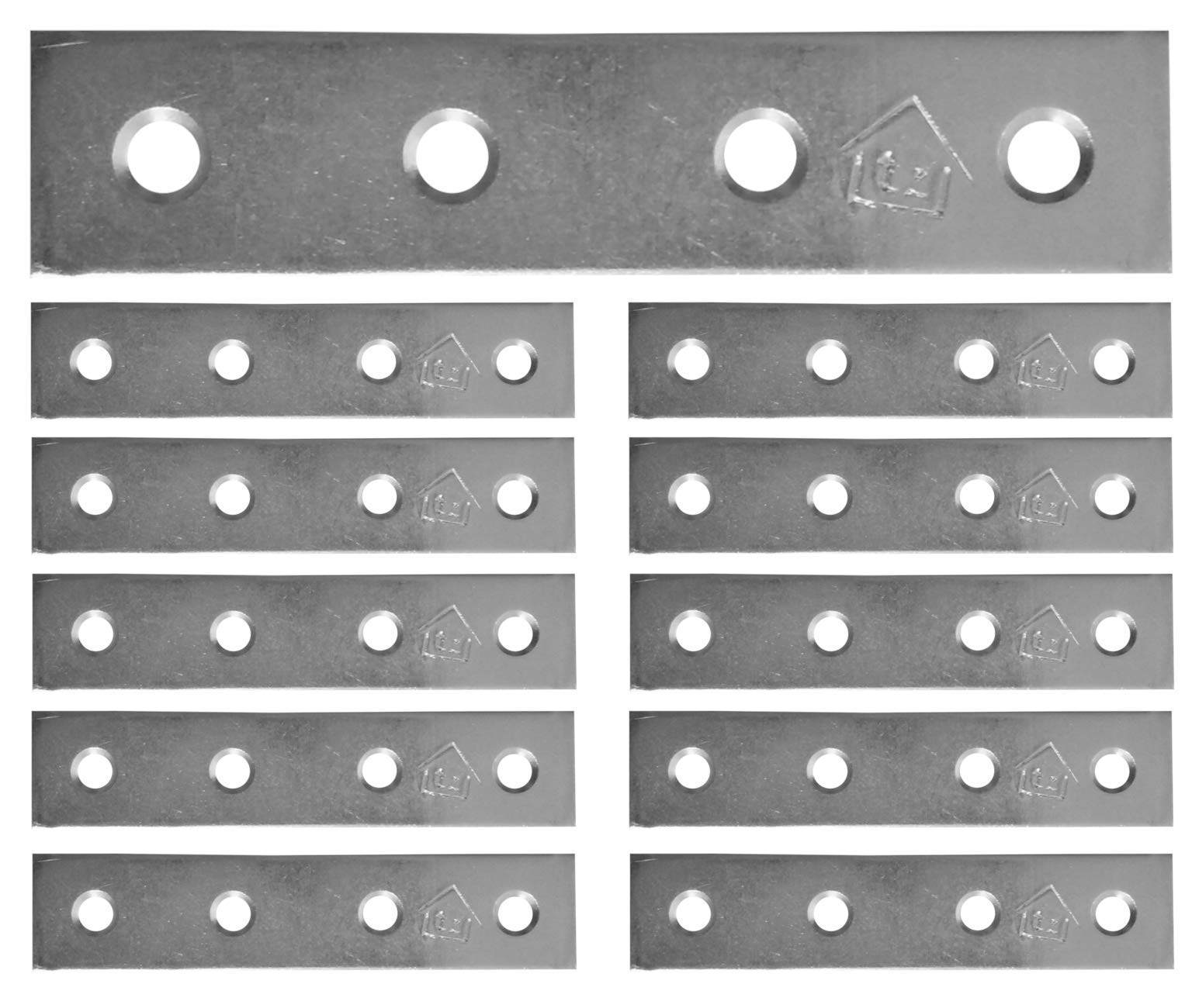 Repair Flat Joining Plate Galvanised Heavy Duty Metal Steel Sheet Fixing Mending Size: 3.15"x 0.67"x0.08” (80mm x 17mm x 2mm) Pack of 10pcs