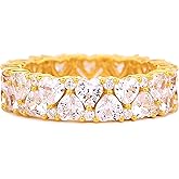 STORYJEWELLERY Gold Plated Wedding Bands for Women, Cubic Zirconia Rings for Women, Heart Ring, Travel Ring, Gifts for Her