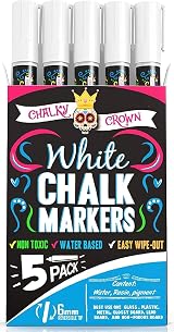 Chalky Crown Chalk Pens 5 Pack White 6 mm Liquid Chalk Markers