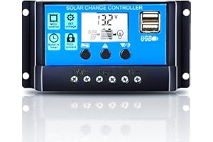 EpRec 30A 12V/24V Solar Charge Controller, Solar Panel Charge Controller with USB Port LCD Display,Compatible with Sealed, Gel, and Flooded Batteries
