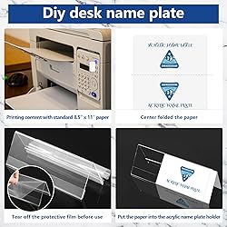 24 Pack Clear Plastic Name Plates for Desk 8.5 x 3